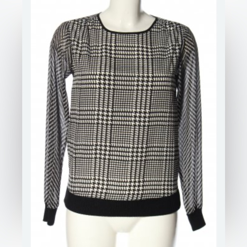 Michael Kors Monochrome Houndstooth Top Size: Large